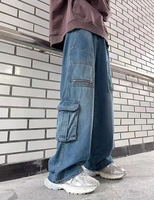 Jean Vintage Street Hip Hop Punk Large Pocket Workwear Jeans Size US 34 / EU 50 - 3 Thumbnail