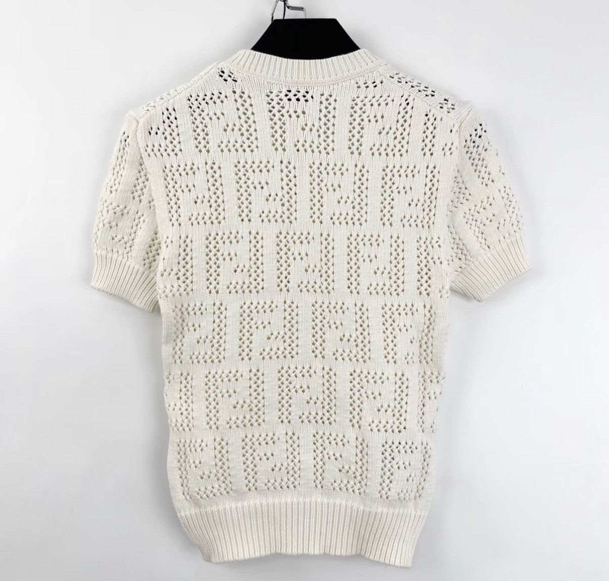 Fendi Fendi Double F Full Print Logo Hollow Knit Short Sleeve K12 Size XS / US 0-2 / IT 36-38 - 2 Thumbnail