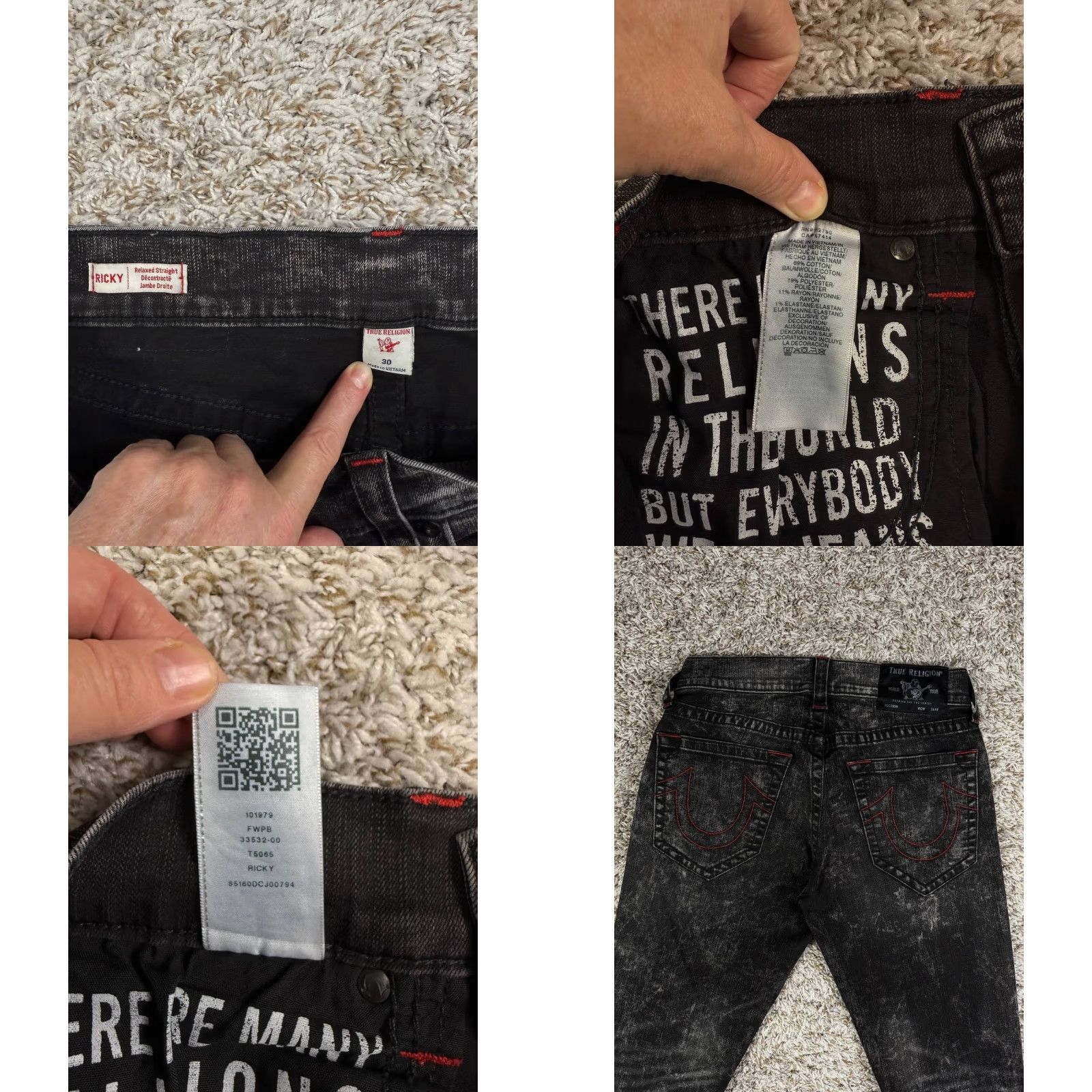 True Religion True Religion Ricky Relaxed Straight Gray Denim Jeans Men 30x32 Regular Inseam 32 Denim Logo Straight Jeans Mens Size US 30 / EU 46 - 8 Thumbnail