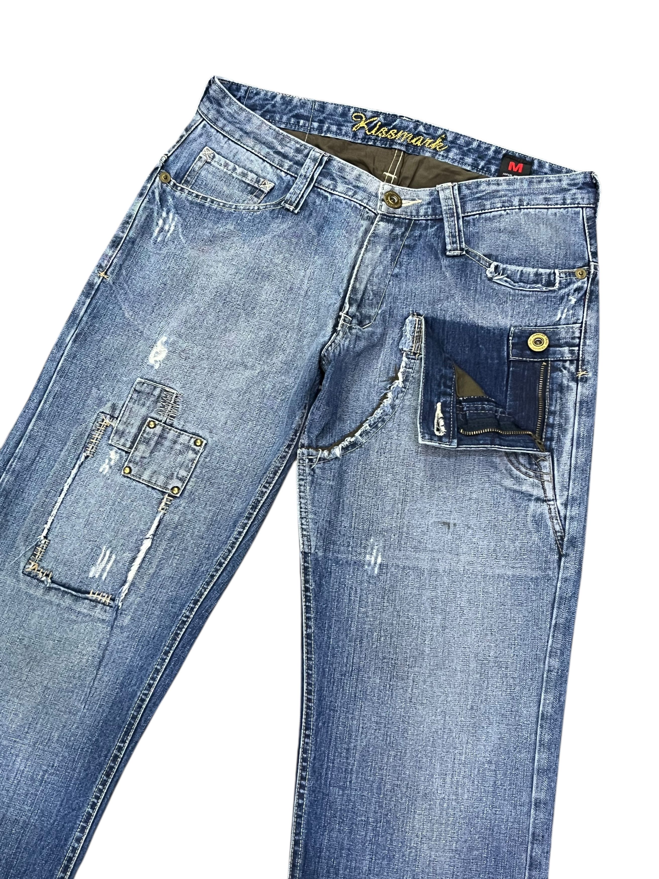 KISS 💋KISSMARK JAPAN Sick Design Half Double Waist Denim Jeans Size US 31 - 2 Thumbnail