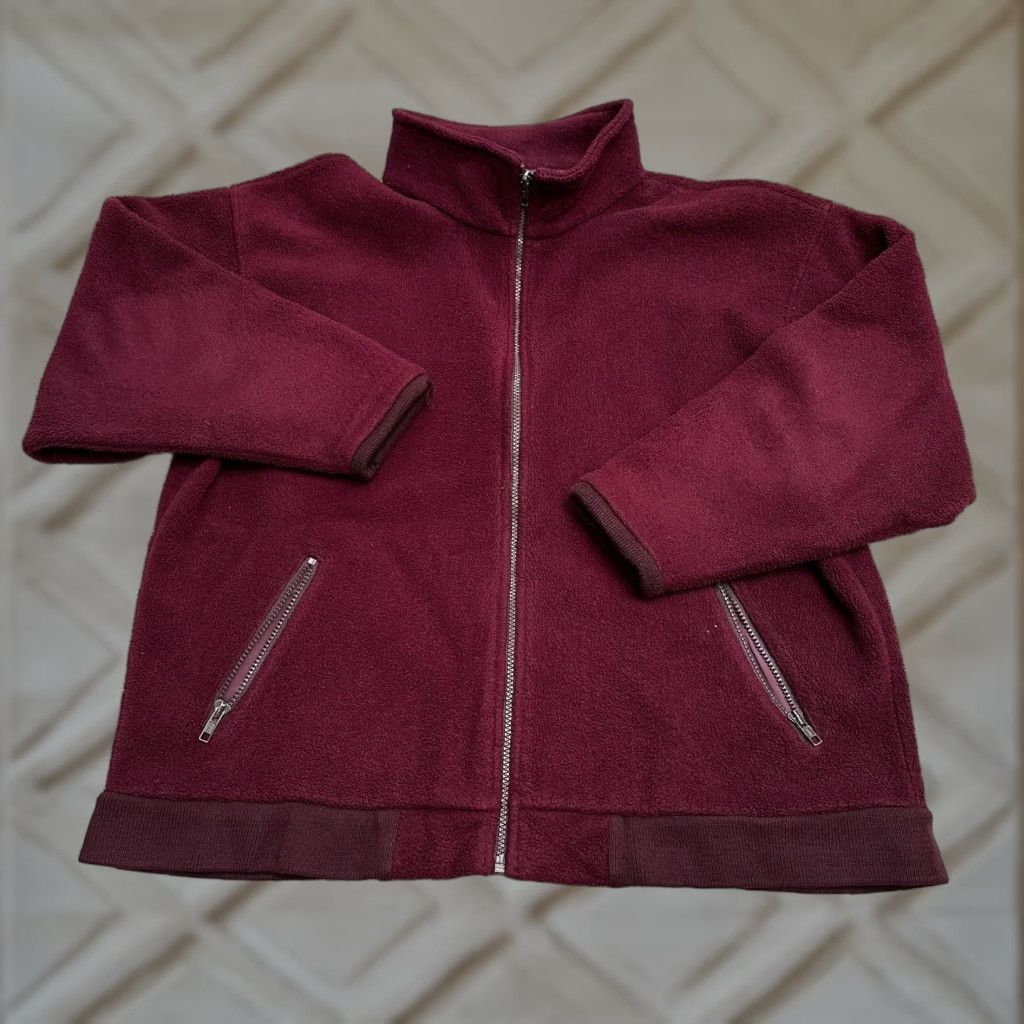 Lands' End Lands' End Fleece Jacket Womens 2X Dark Red Gray Full Zip Pocket Outdoor Hiking Jacket 2X Red Gray Fleece Zip Size XXL / US 16-18 / IT 52-54 - 1 Thumbnail