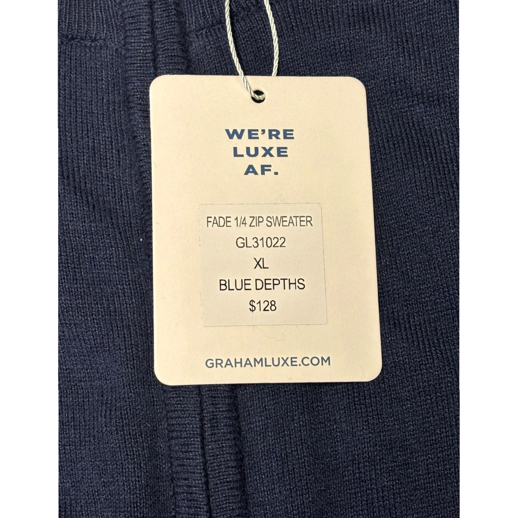 Vintage NWT Graham Luxe Sweater 1/4 Zip Blue Depths XL Cotton Rayon Silk Size US XL / EU 56 / 4 - 2 Thumbnail