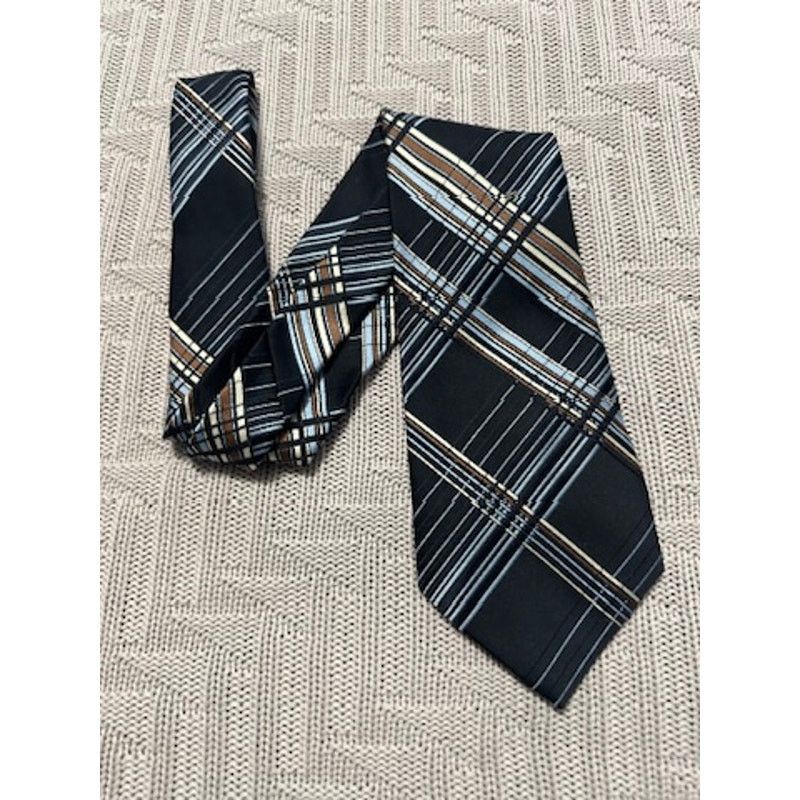 Vintage Vintage Gino Pompeii black and blue plaid Italian tie Size ONE SIZE - 1 Thumbnail