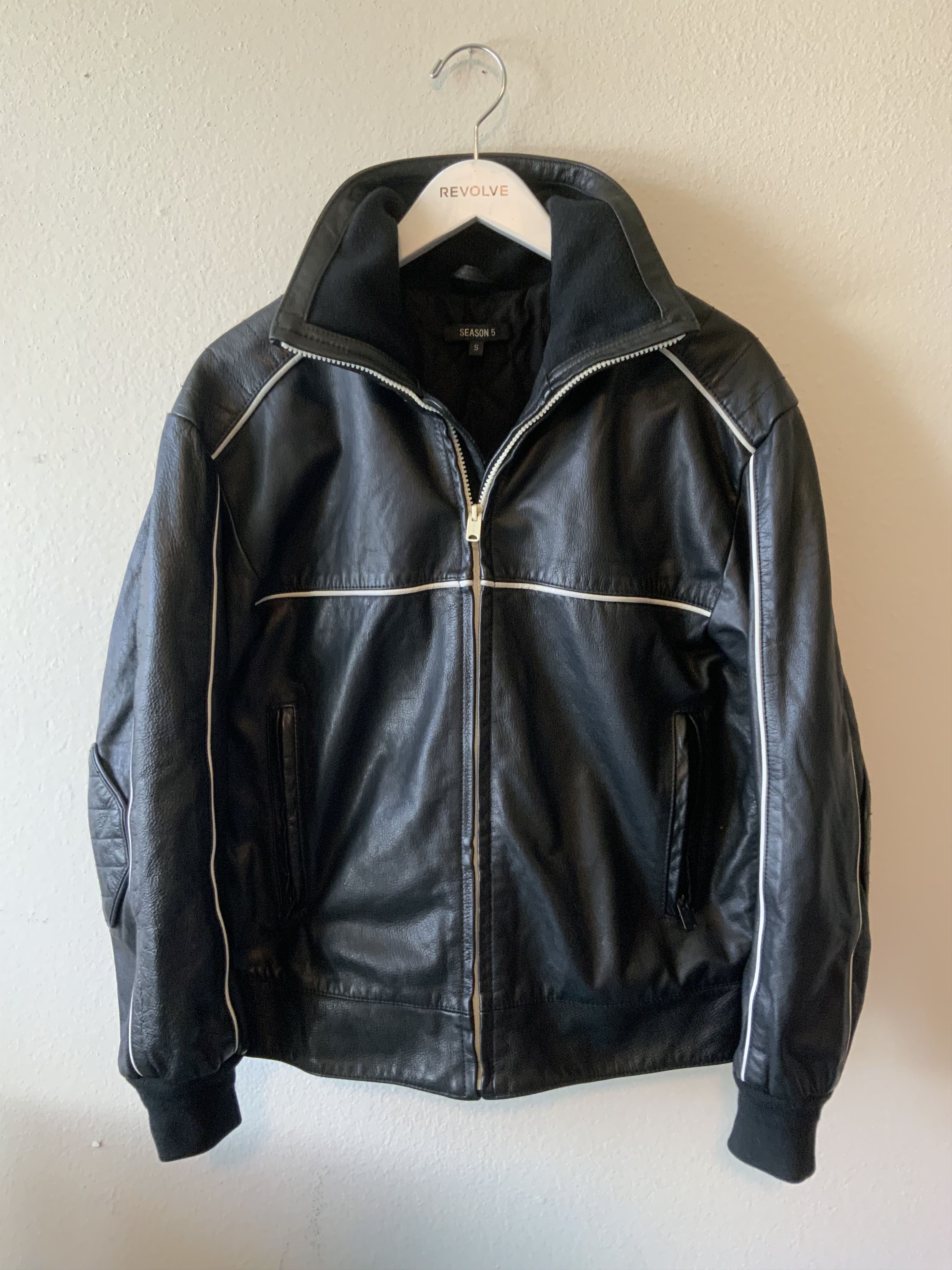 image of Unreleased Yeezy Season 5 Moto Leather Biker Jacket in Black, Men's (Size Small)