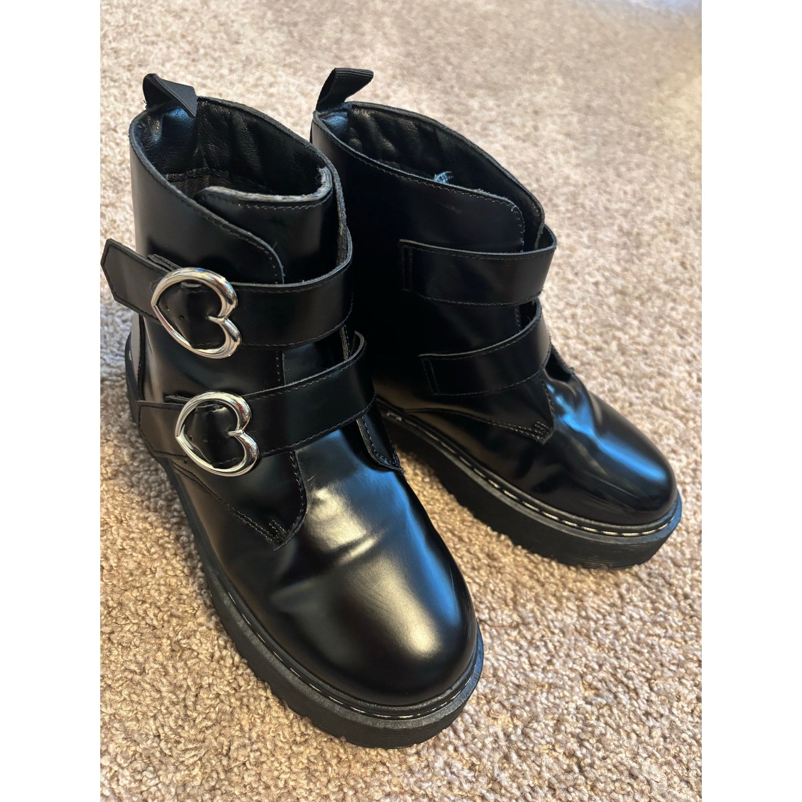 The Unbranded Brand Heart Buckle Combat Boots Size 8 Size US 8 / IT 38 - 4 Thumbnail