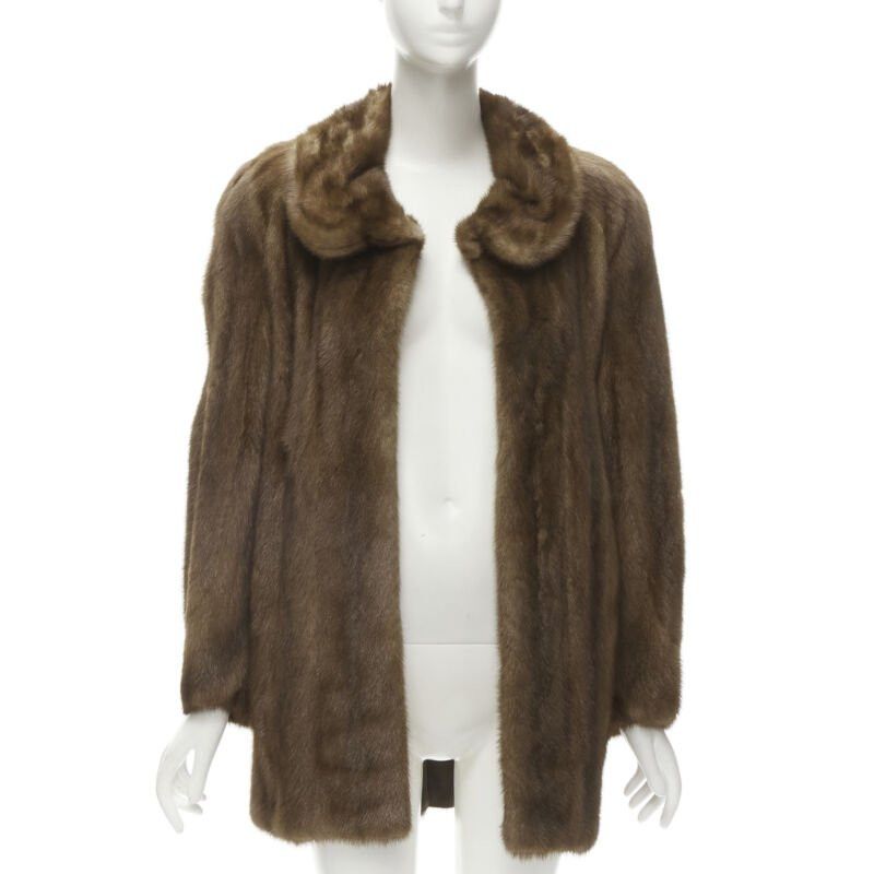Other M JACQUES brown fur peter pan collar long sleeve hook eye coat jacket Size M / US 6-8 / IT 42-44 - 1 Thumbnail