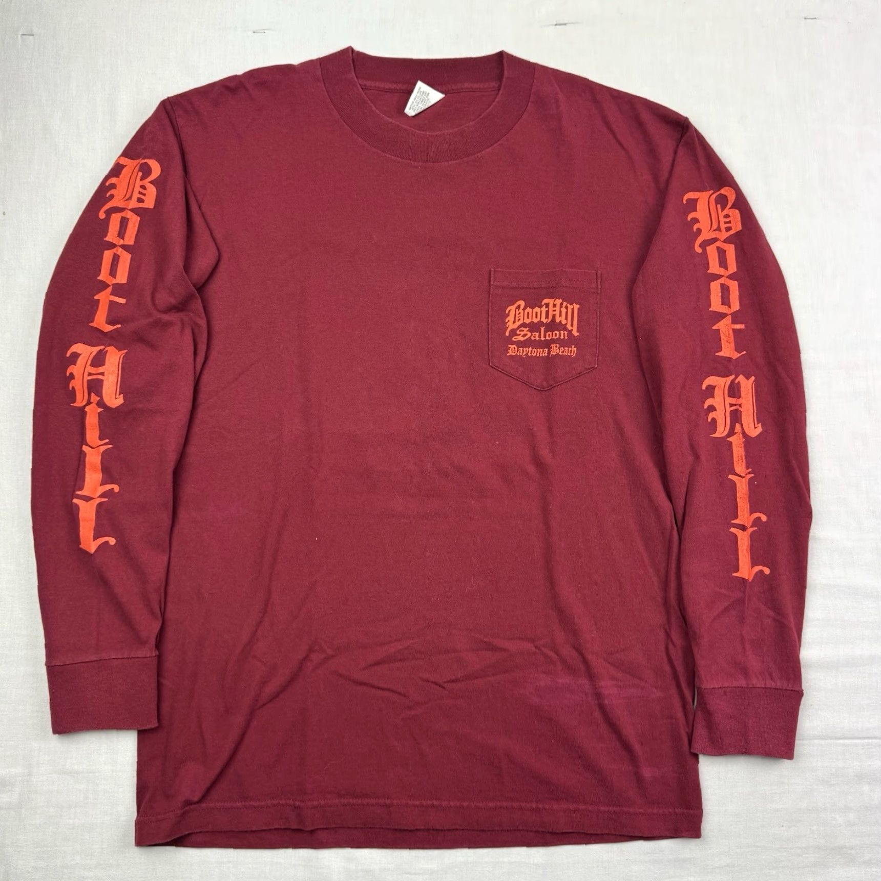 Vintage VINTAGE Murina Boothill Saloon Biker Motorcycle 90s Long Sleeve Shirt Adult Large Red Graphics Print Crew Neck 1998 2832cc Mens Size US L / EU 52-54 / 3 - 4 Thumbnail