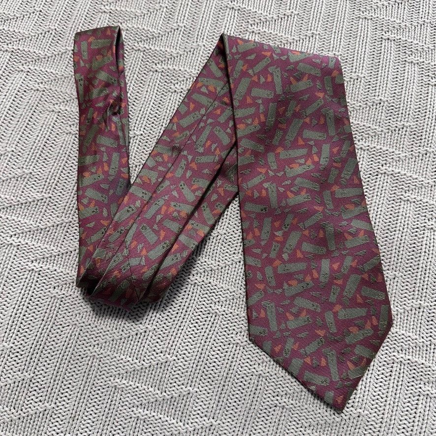 Other Nick Hilton maroon abstract Italian silk tie Size ONE SIZE - 1 Thumbnail