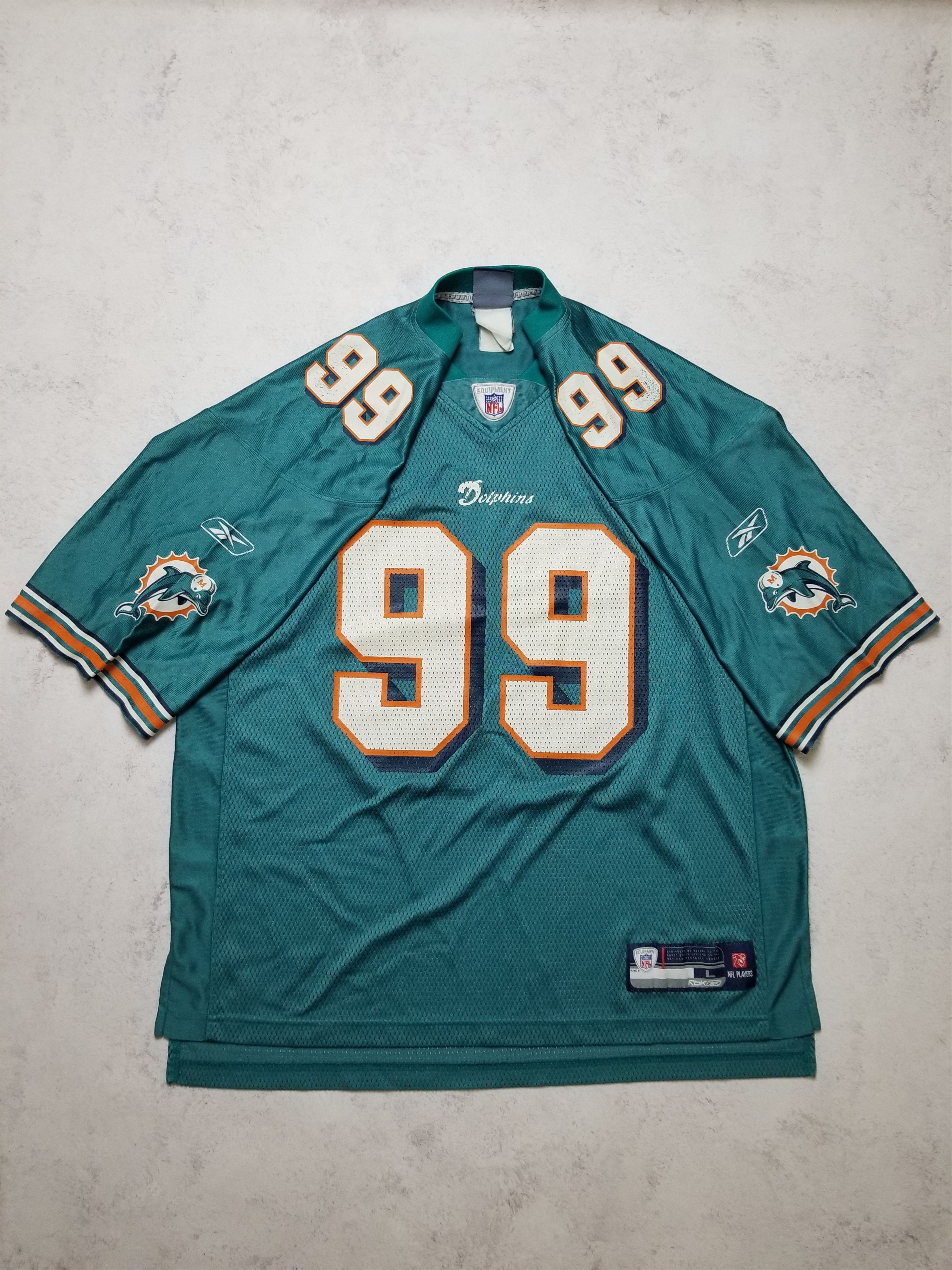 Reebok VTG Miami Dolphins Jason Taylor #99 Football Teal Jersey Size US L / EU 52-54 / 3 - 3 Thumbnail
