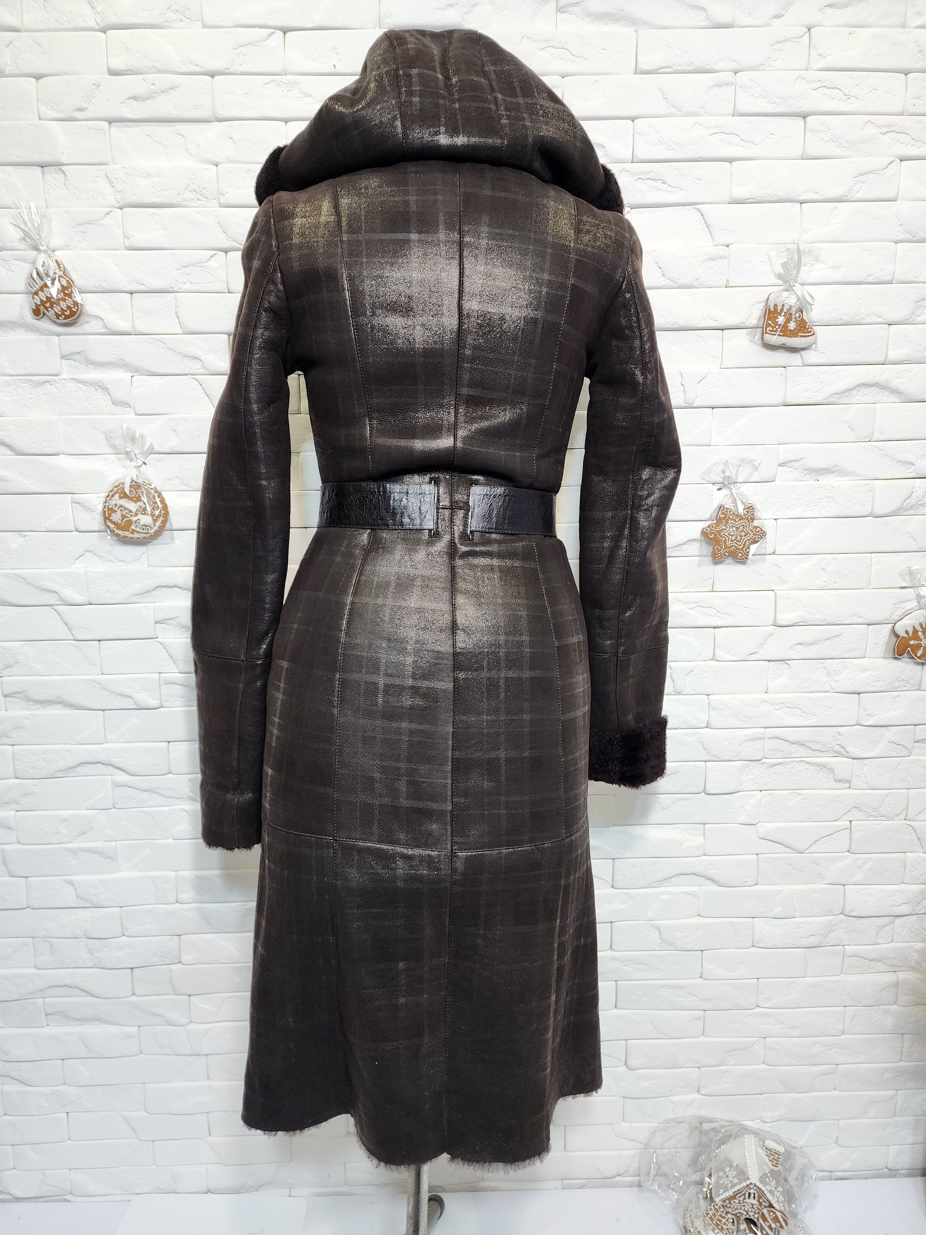Furla Brown Sheepskin Coat with Hood: Belted Winter Outerwear Size S / US 4 / IT 40 - 5 Thumbnail