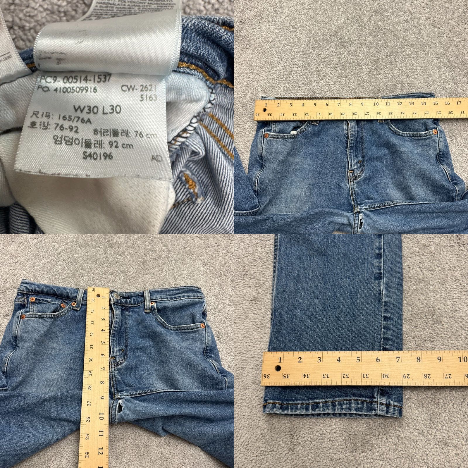 Levi's Levi's 514 Jeans Mens 30x30 Blue Medium Wash Denim Cotton Straight Regular 5-Pocket Logo Zipper Button Size US 30 / EU 46 - 9 Thumbnail