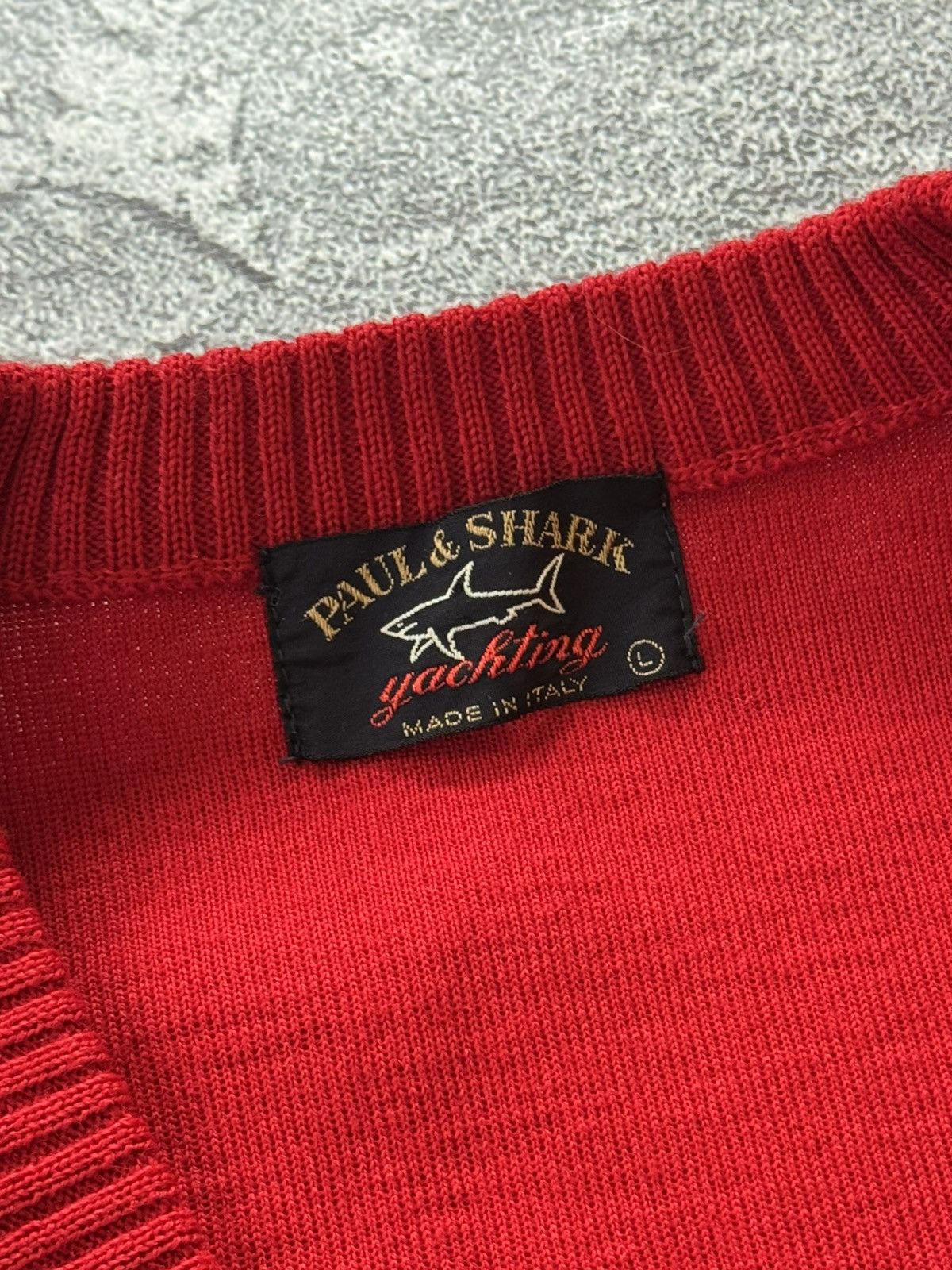 Paul & Shark × Vintage Paul & Shark L Red v-neck sweater knitwear jumper pullover Size US L / EU 52-54 / 3 - 8 Thumbnail