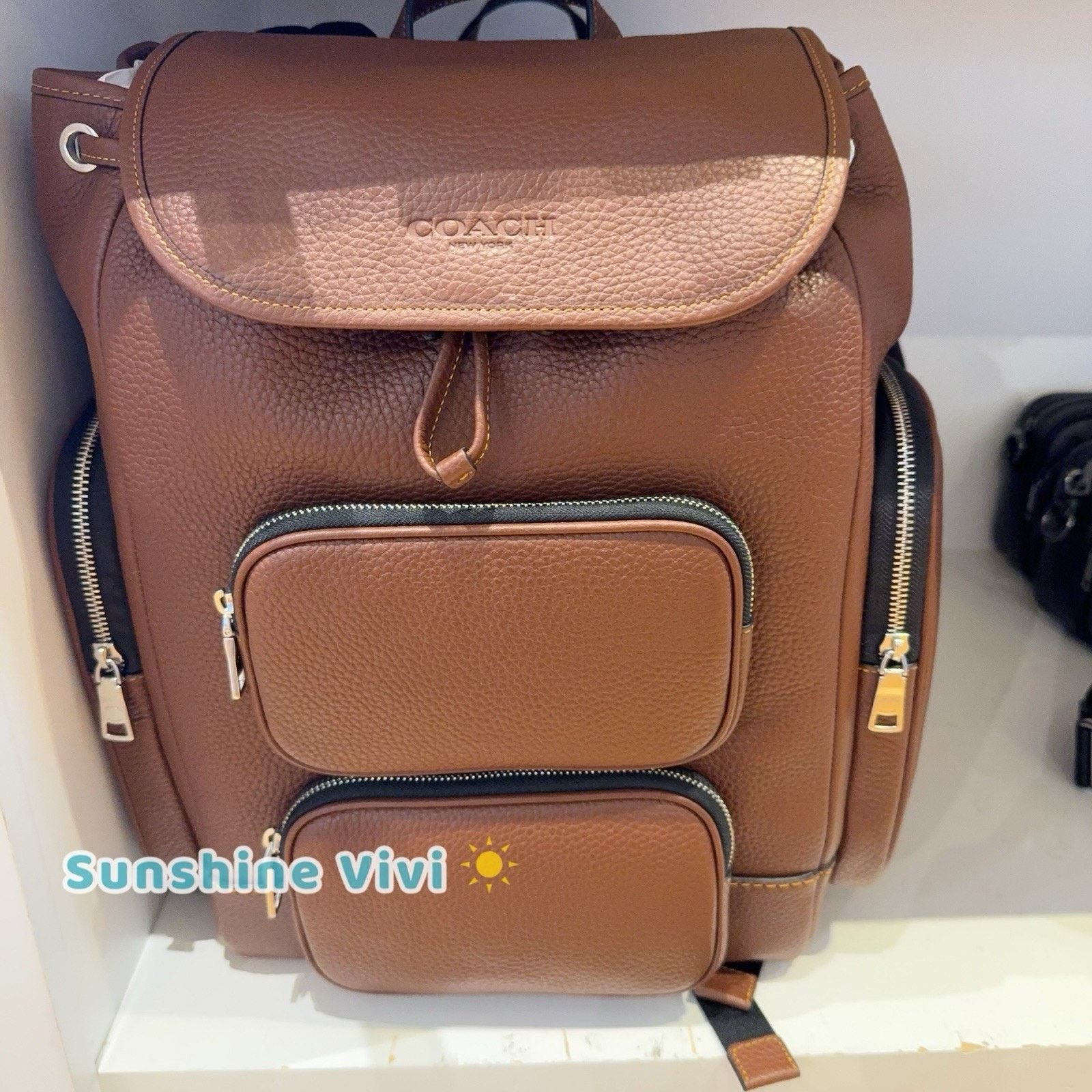 Coach NWT Coach Finn Backpack CDC72 Leather Silver VINTAGE BROWN Size ONE SIZE - 1 Thumbnail