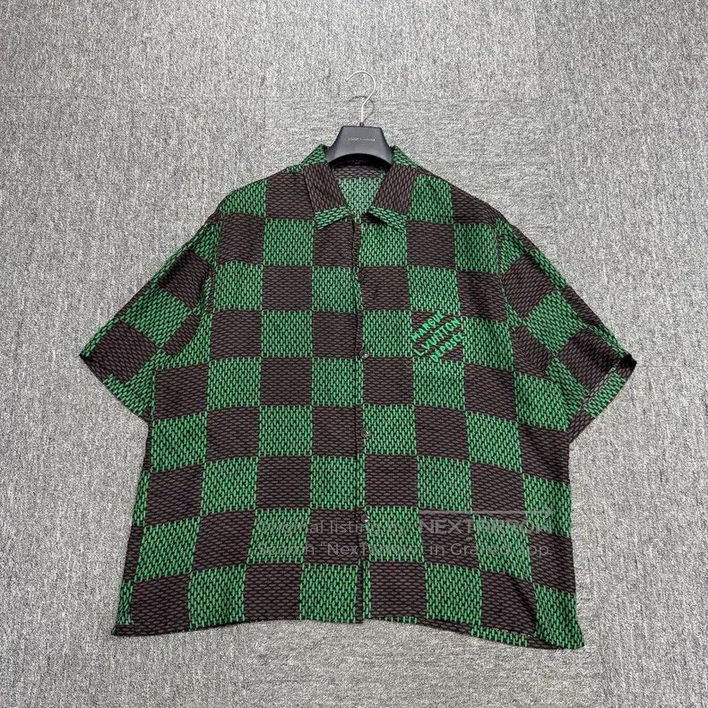 Louis Vuitton Louis Vuitton Green checkerboard mulberry silk short sleev Size US XXL / EU 58 / 5 - 1 Thumbnail