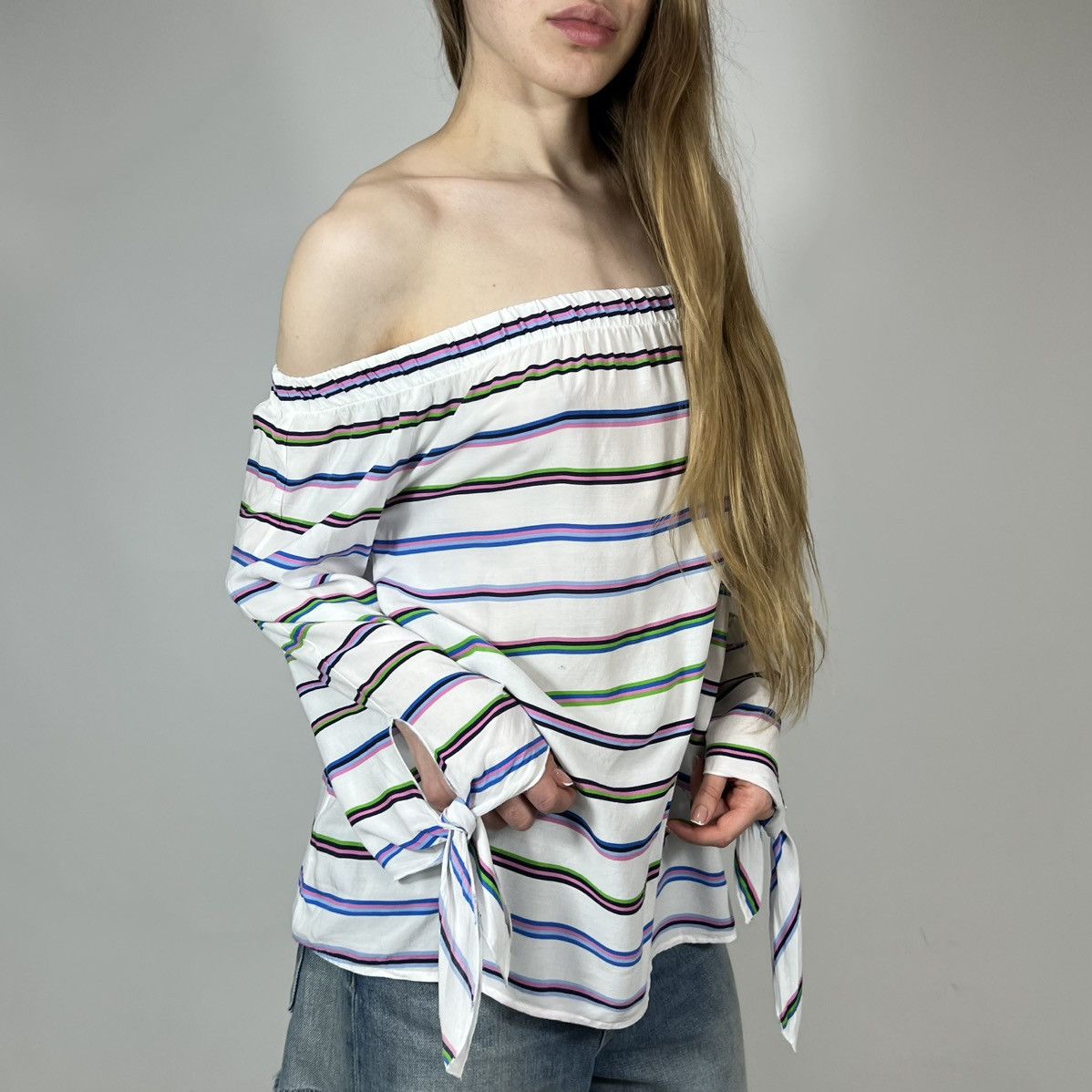 Vintage Emily Van Den Bergh Striped Retro Luxury Style Blouses Shirt Size M / US 6-8 / IT 42-44 - 2 Thumbnail