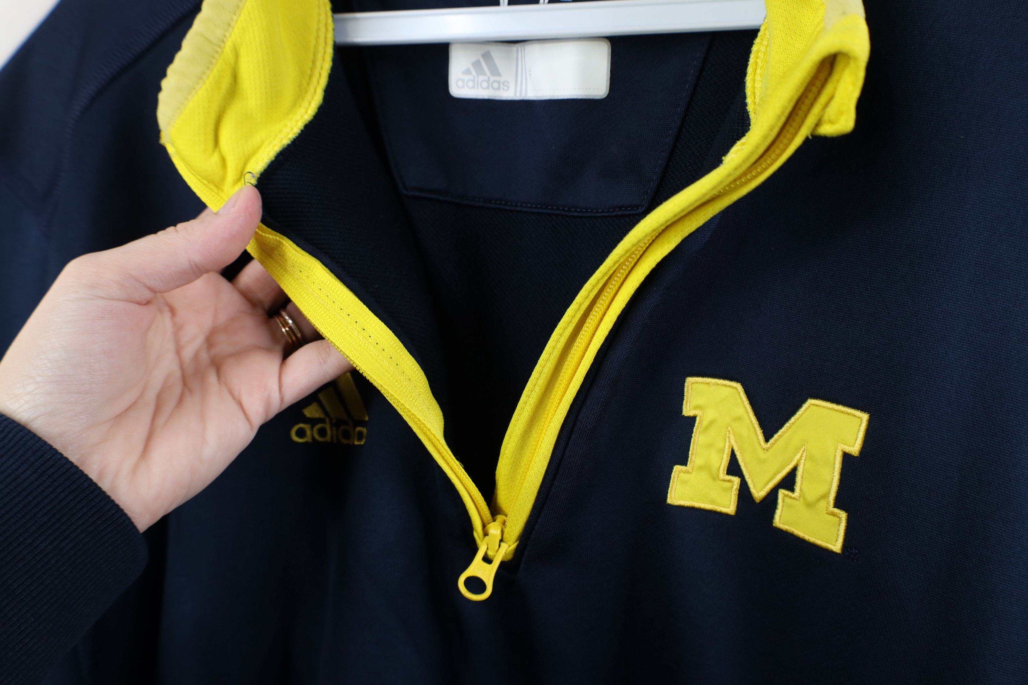 Adidas Adidas University of Michigan Football Half Zip Jacket Shirt Size US XL / EU 56 / 4 - 8 Thumbnail