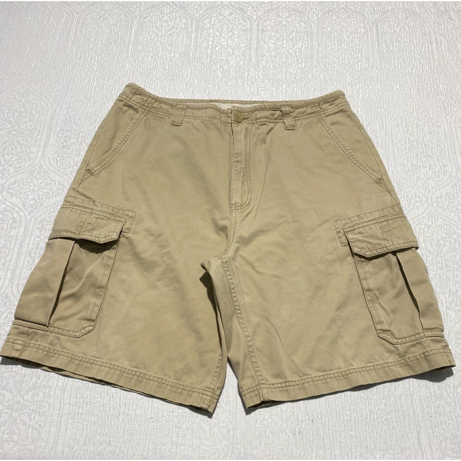 Vintage Falls Creek Cargo Shorts Men's Size 34 Beige Canvas 10 In Inseam Pockets Casual Workwear Mens Size US 34 / EU 50 - 2 Thumbnail