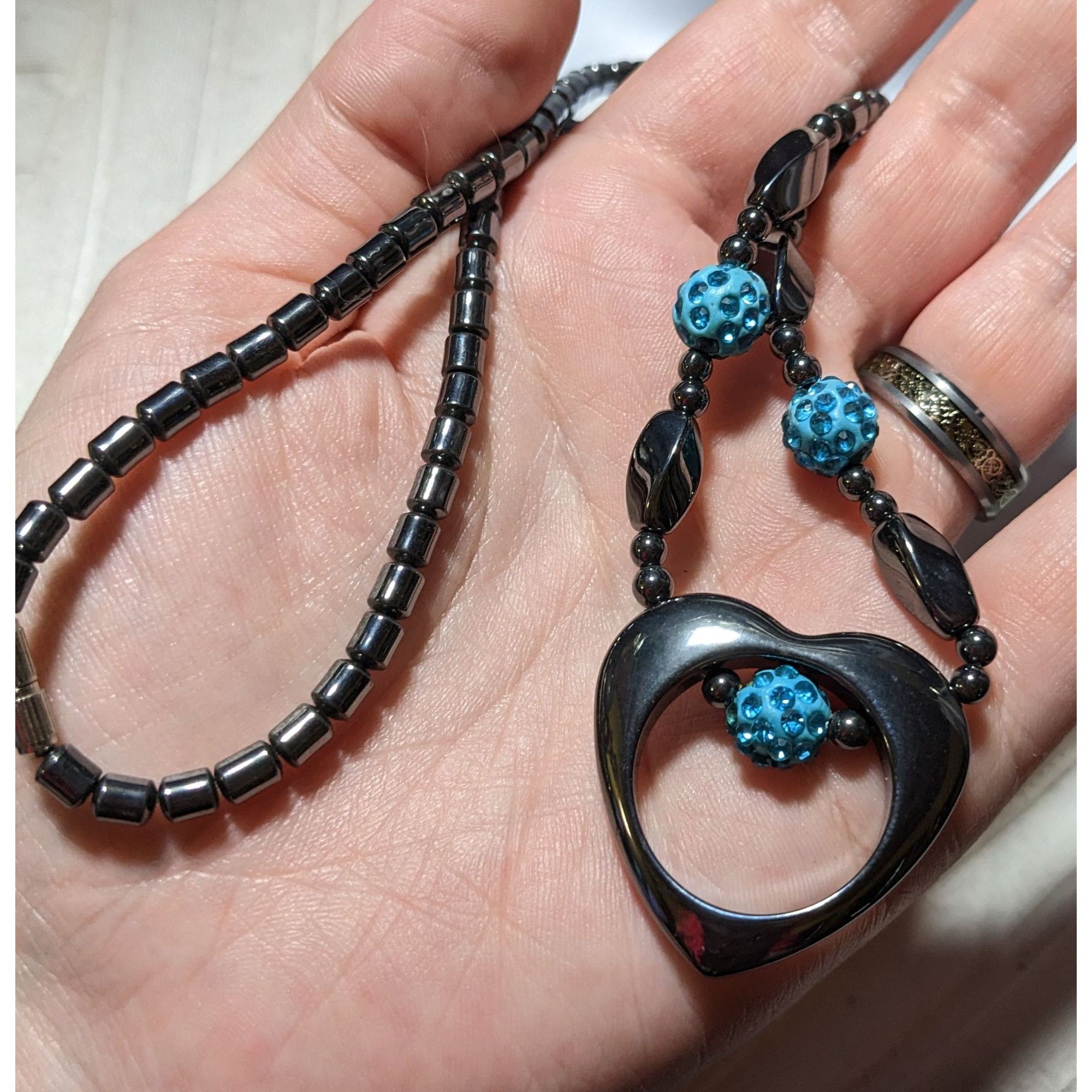 Other Hematite Open Heart Beaded Pendant Necklace Size ONE SIZE - 11 Thumbnail