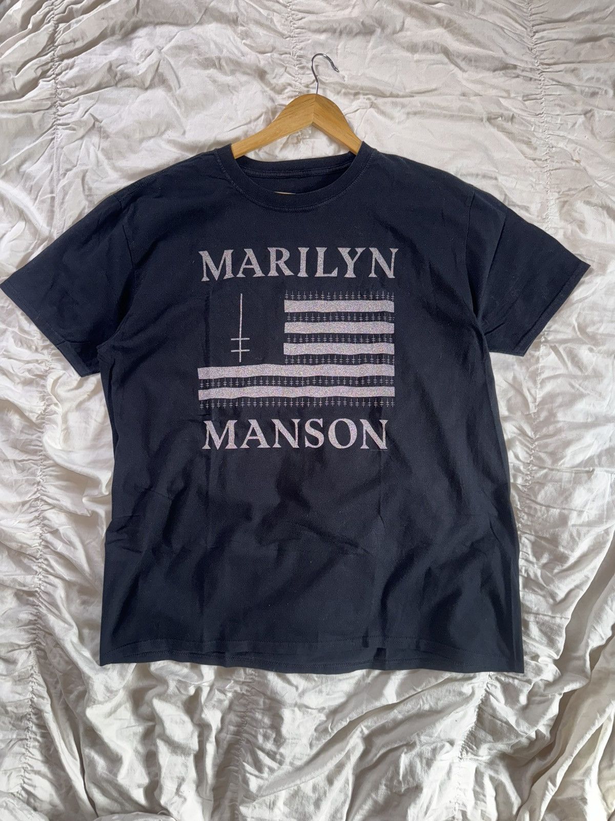 Marilyn Manson Marilyn Manson black flag reflective tee Size US XL / EU 56 / 4 - 1 Thumbnail