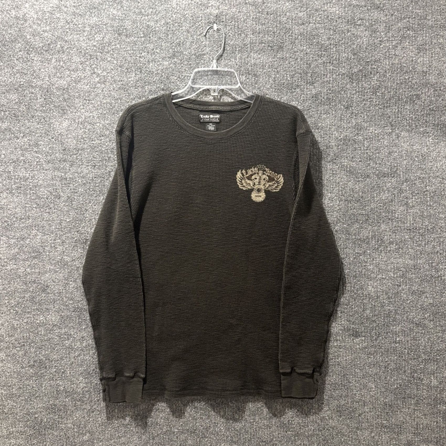 Lucky Brand VINTAGE Lucky Brand Thermal T-Shirt Long Sleeve Pullover 2XL Gray Mens Graphic T-Shirt 2000s Men’s Size US XXL / EU 58 / 5 - 5 Thumbnail