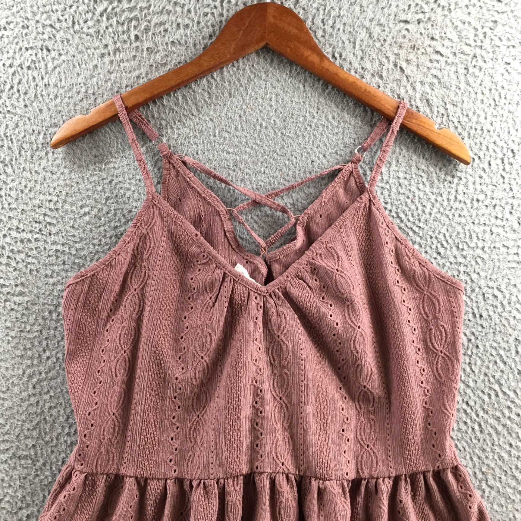 Vintage Maurices Tank Top Womens M Brown Sleeveless Criss Cross Eyelet Knit NEW Size M / US 6-8 / IT 42-44 - 2 Thumbnail