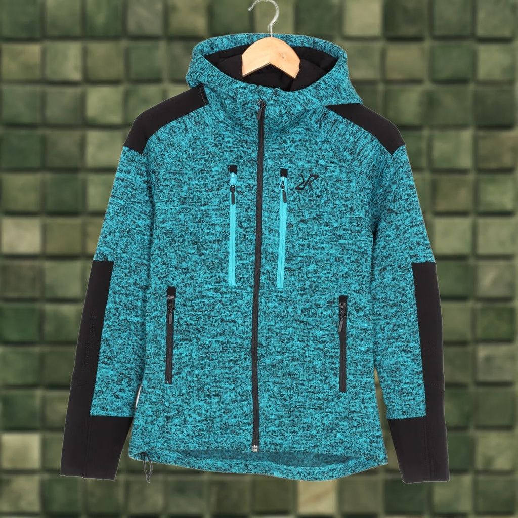 Vintage REVOLUTION RACE Tornado Hood Jacket Women Size S Full Zip Knit Green Black - MJ4929 Size S / US 4 / IT 40 - 1 Thumbnail