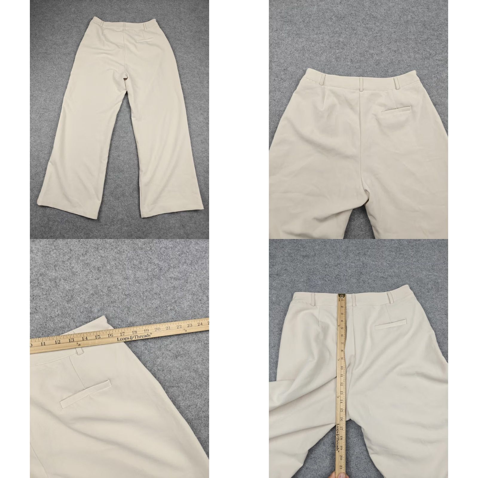 Vintage DISSH Dress Womens 10 Beige Pants Twill Wide Leg Pleated Stretch Lined Career Size 32" / US 10 / IT 46 - 8 Thumbnail