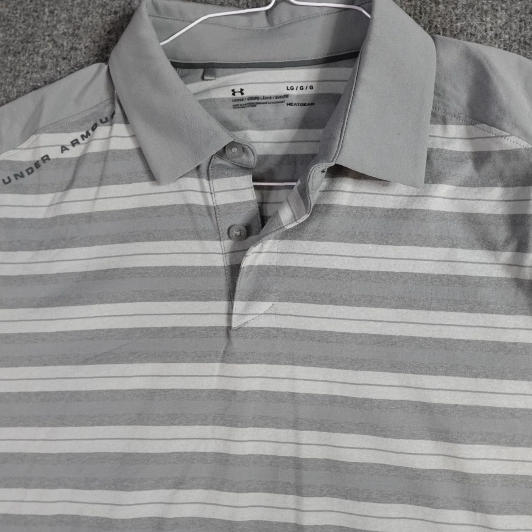 Under Armour Under Armour Polo Shirt Large Gray Striped Raglan Performance Shirt Men Polo Gray Striped Performance Size US L / EU 52-54 / 3 - 2 Thumbnail