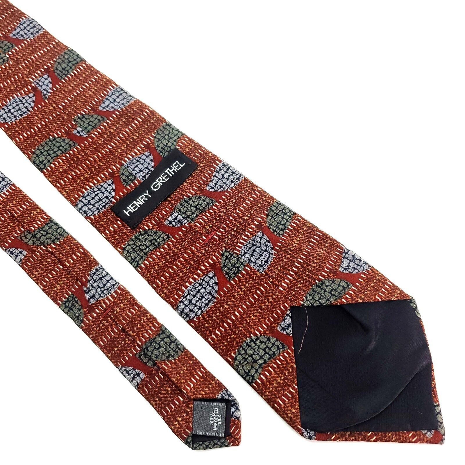 Henry Grethel Henry Grethel Silk Tie Brown Print Abstract Size ONE SIZE - 5 Thumbnail