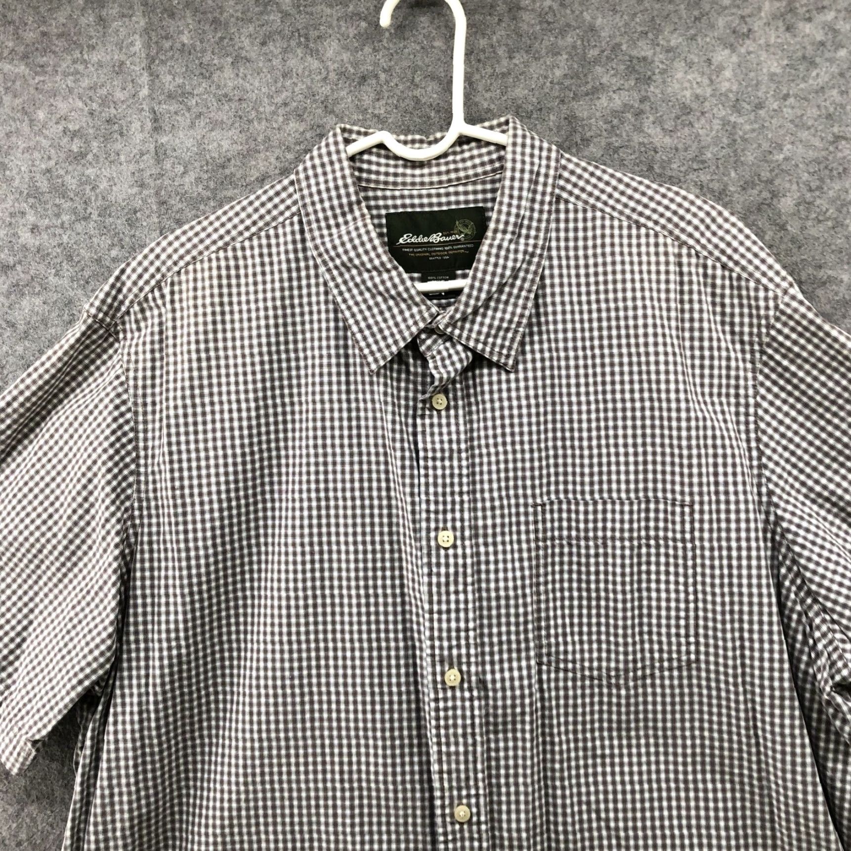 Eddie Bauer Eddie Bauer Short Sleeve Shirt Mens XXL Button Up Brown Check Plaid Cotton Size US XXL / EU 58 / 5 - 3 Thumbnail
