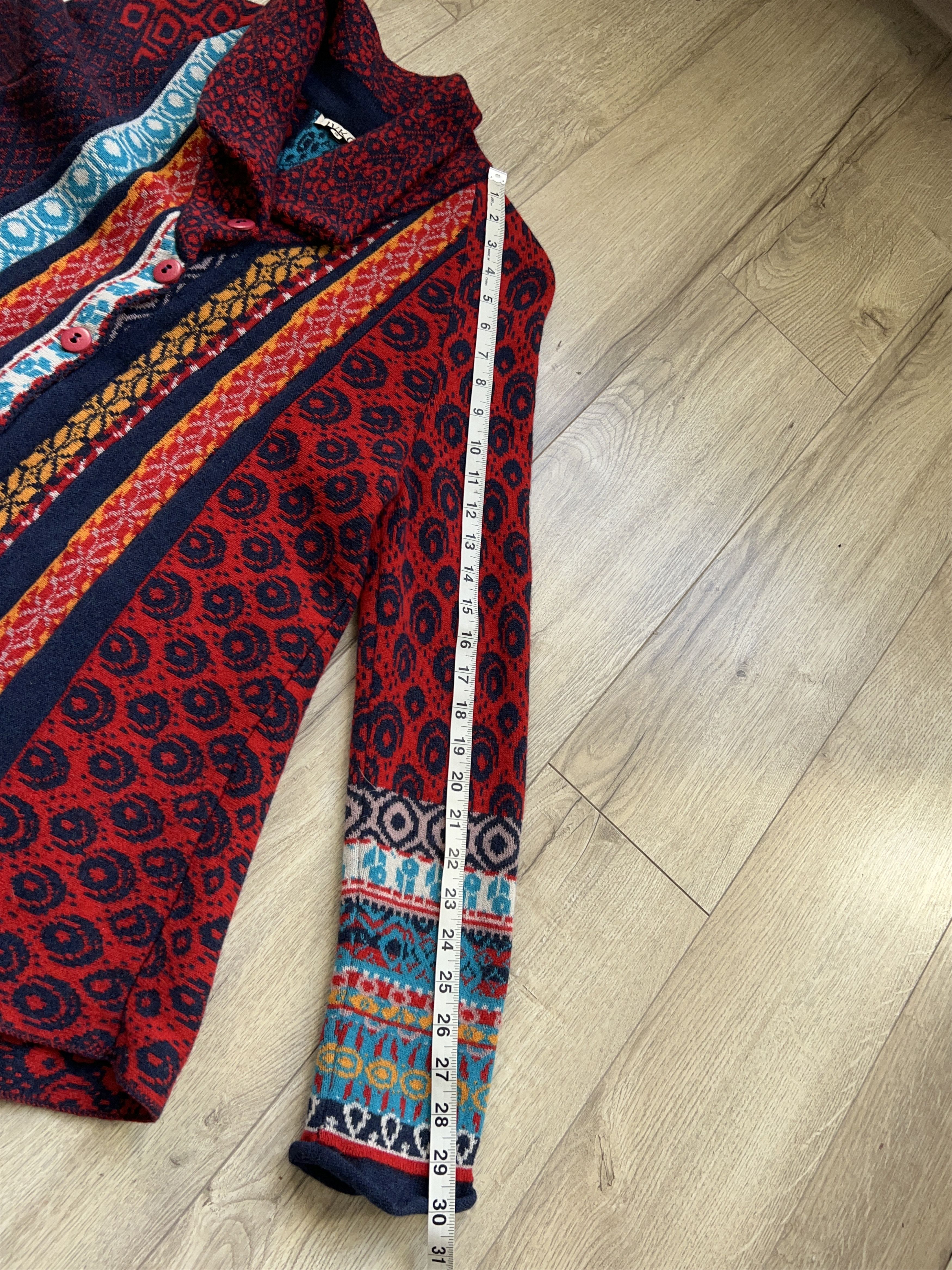 Traditional Weatherwear × Vintage Womens IVKO Colourful Jacket Cardigan Sweater Wool Geometric Size XS / US 0-2 / IT 36-38 - 13 Thumbnail