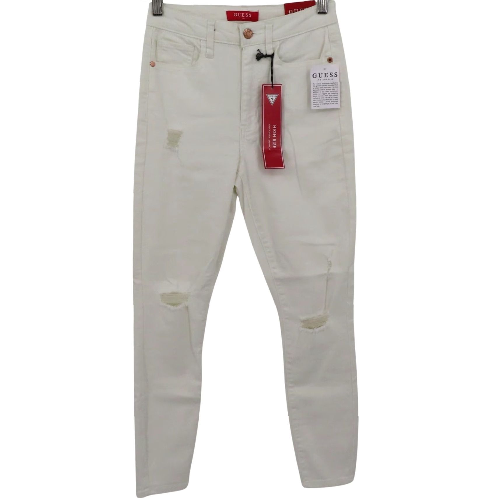 Guess GUESS Womens Jeans 26 Pima Bling Pocket Distressed White Denim Skinny NEW Regular 5-Pocket Design Boys? No. Size 26" / US 2 / IT 38 - 2 Thumbnail