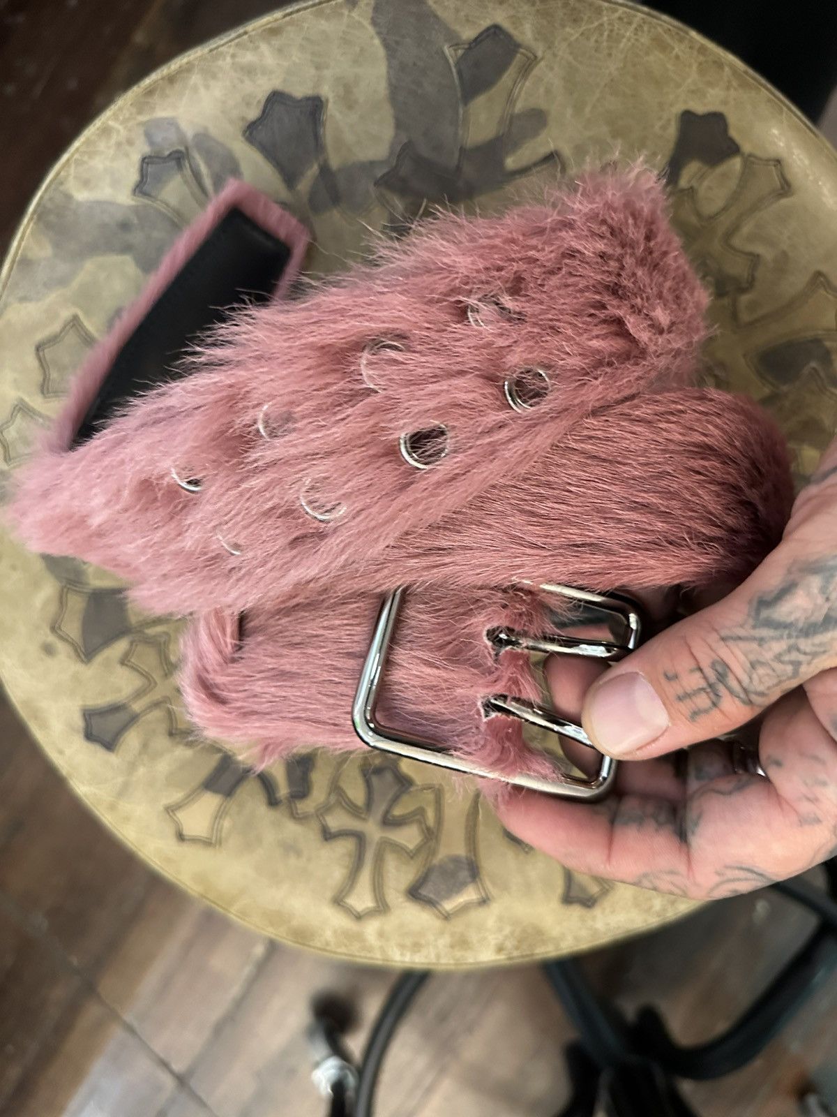 Prada Prada Archive runway pink fuzzy hair belt sz 28-31 Size ONE SIZE - 1 Thumbnail