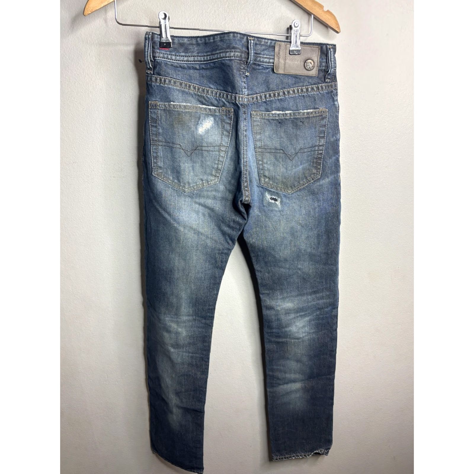 Diesel VINTAGE Diesel Buster Jeans Mens Slim Tapered 26x30 Blue Medium Wash Distressed Denim 28W 30L Pants Men Size US 26 / EU 42 - 5 Thumbnail