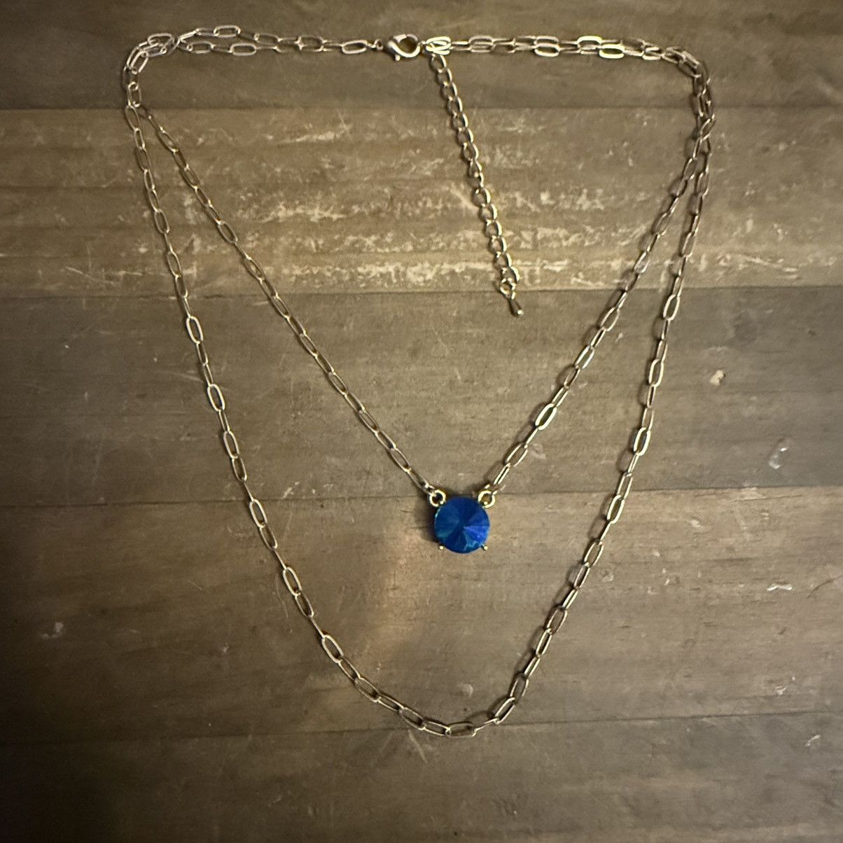Other Gold tone layered iridescent gemstone blue pendant necklace Size ONE SIZE - 3 Thumbnail