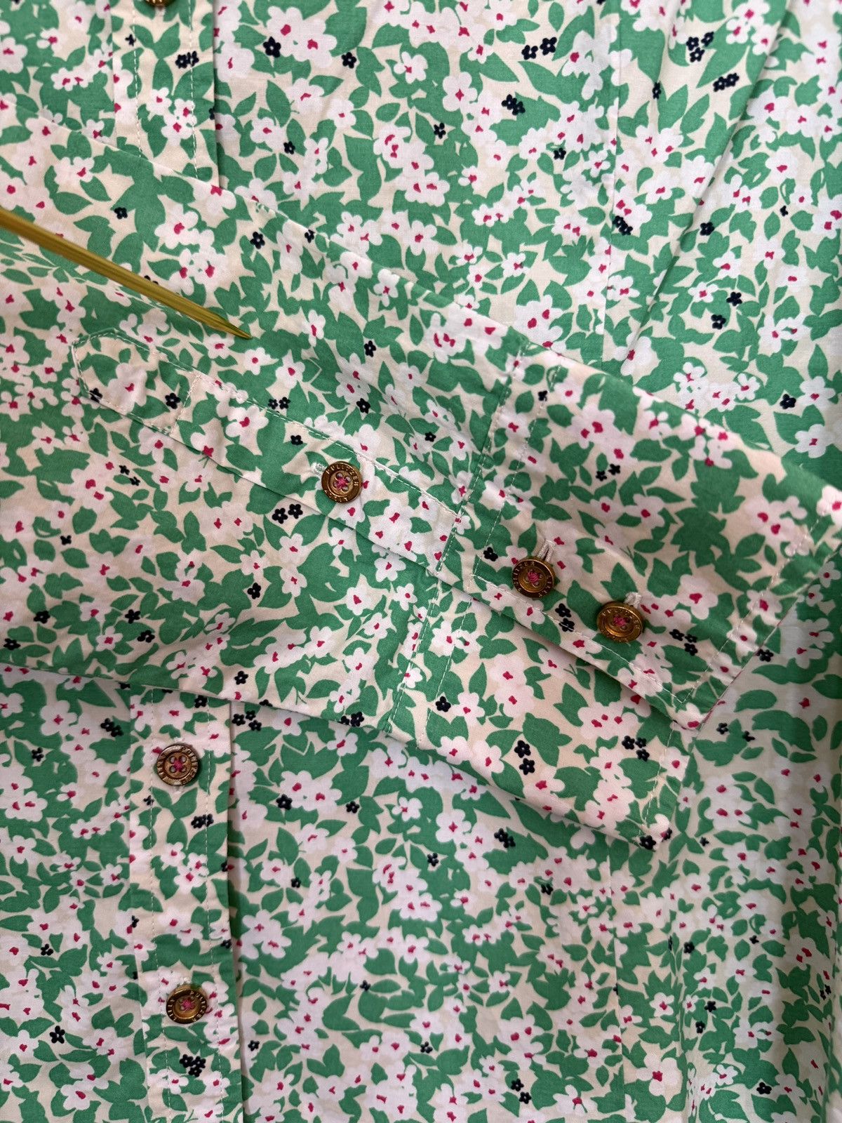 Lilly Pulitzer Lilly Pulitzer Women Green Floral LS Collared Cotton Shirt Size M / US 6-8 / IT 42-44 - 3 Thumbnail