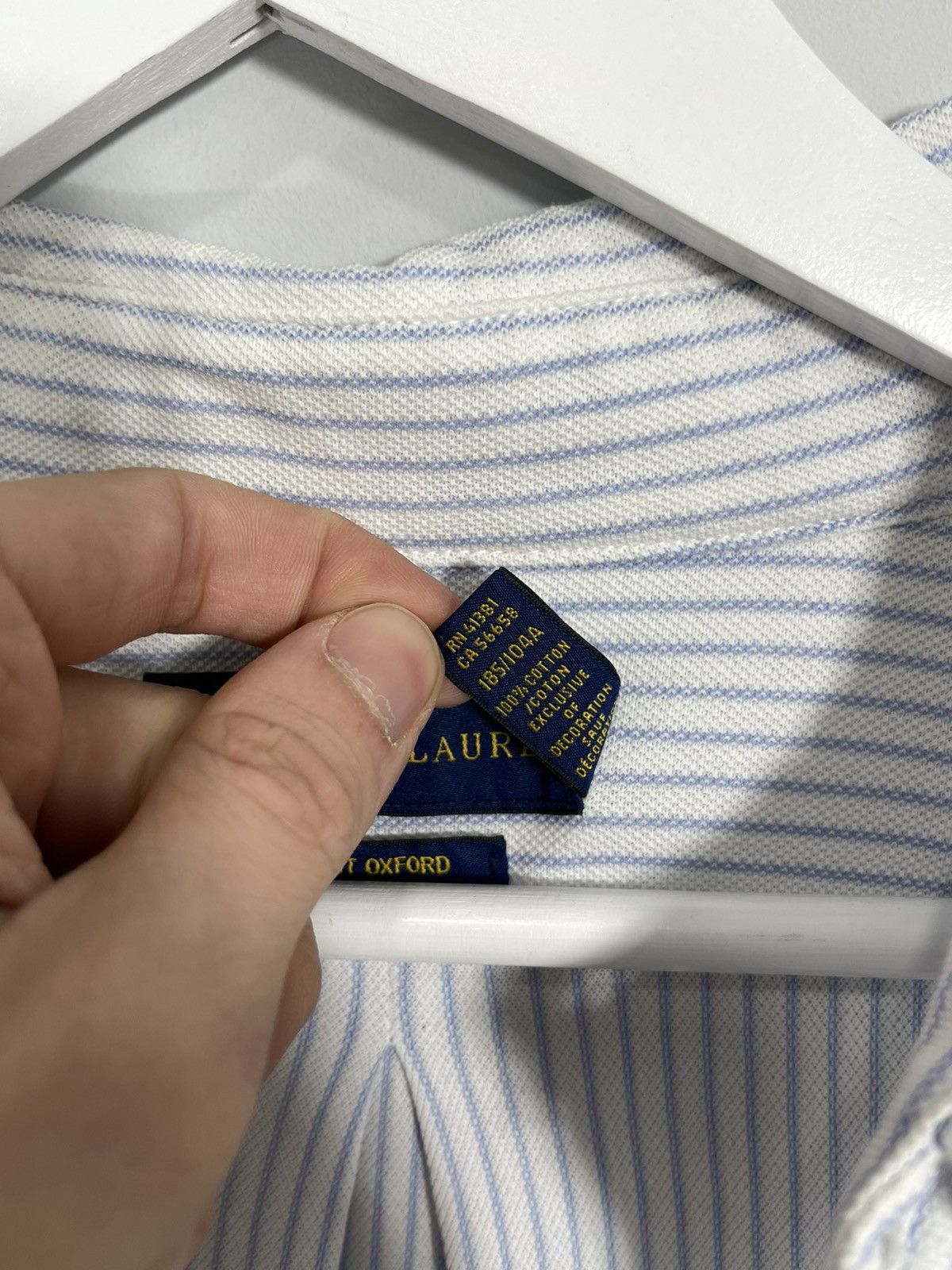 Polo Ralph Lauren Polo Ralph Lauren Knit Oxford White/Blue Striped Shirt Size US XL / EU 56 / 4 - 6 Thumbnail