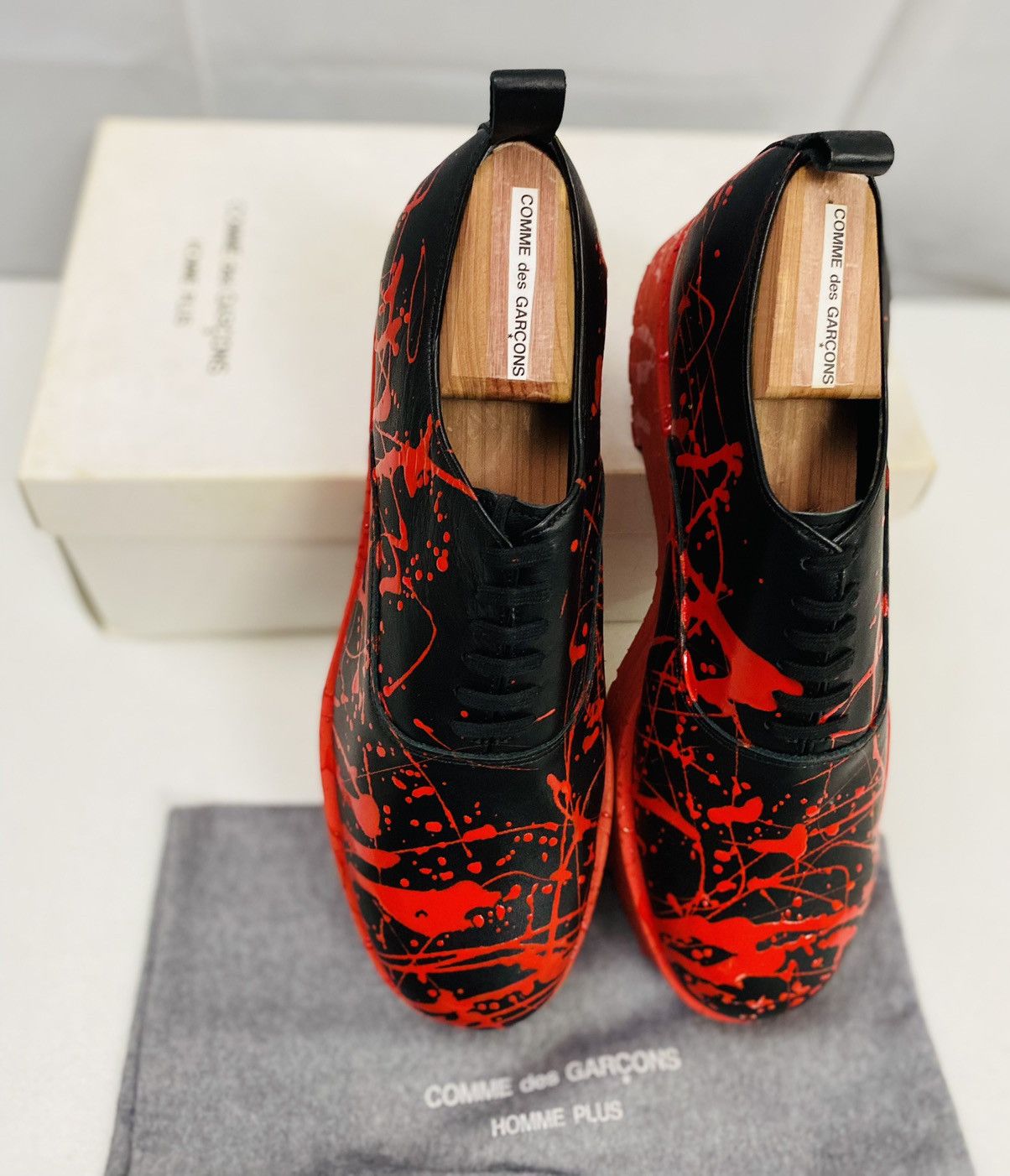 Comme des Garcons Homme Plus CDGHP 🇯🇵 black calf red platform gum sole derby 7 25 NEW Size US 7 / EU 40 - 16 Thumbnail