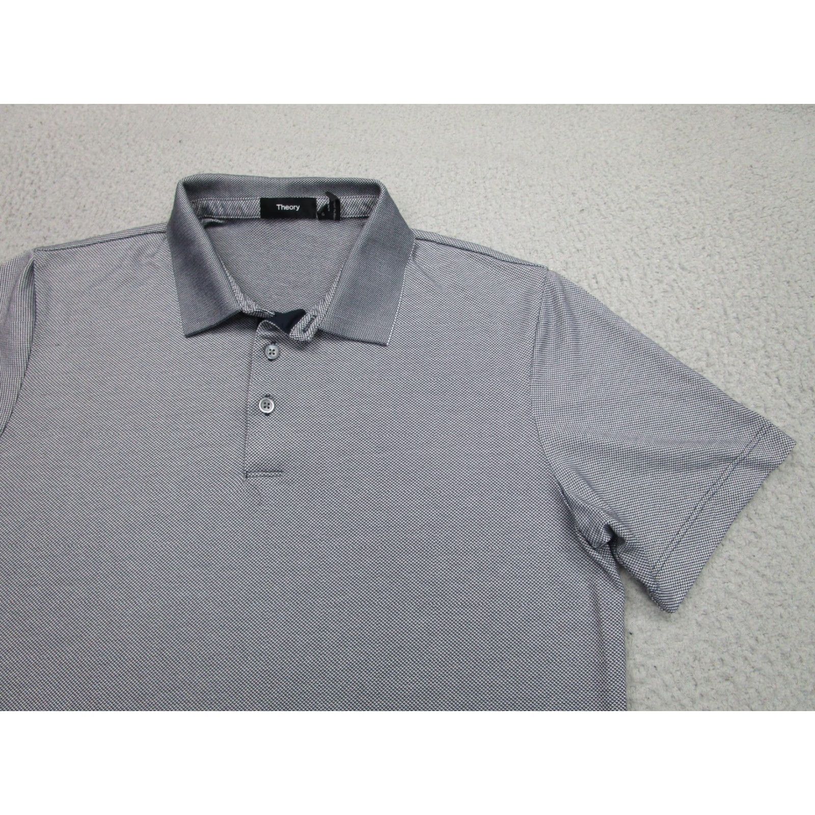Theory Theory Polo Shirt Mens Large Gray Micro Jacquard Knit Golf Size US L / EU 52-54 / 3 - 2 Thumbnail