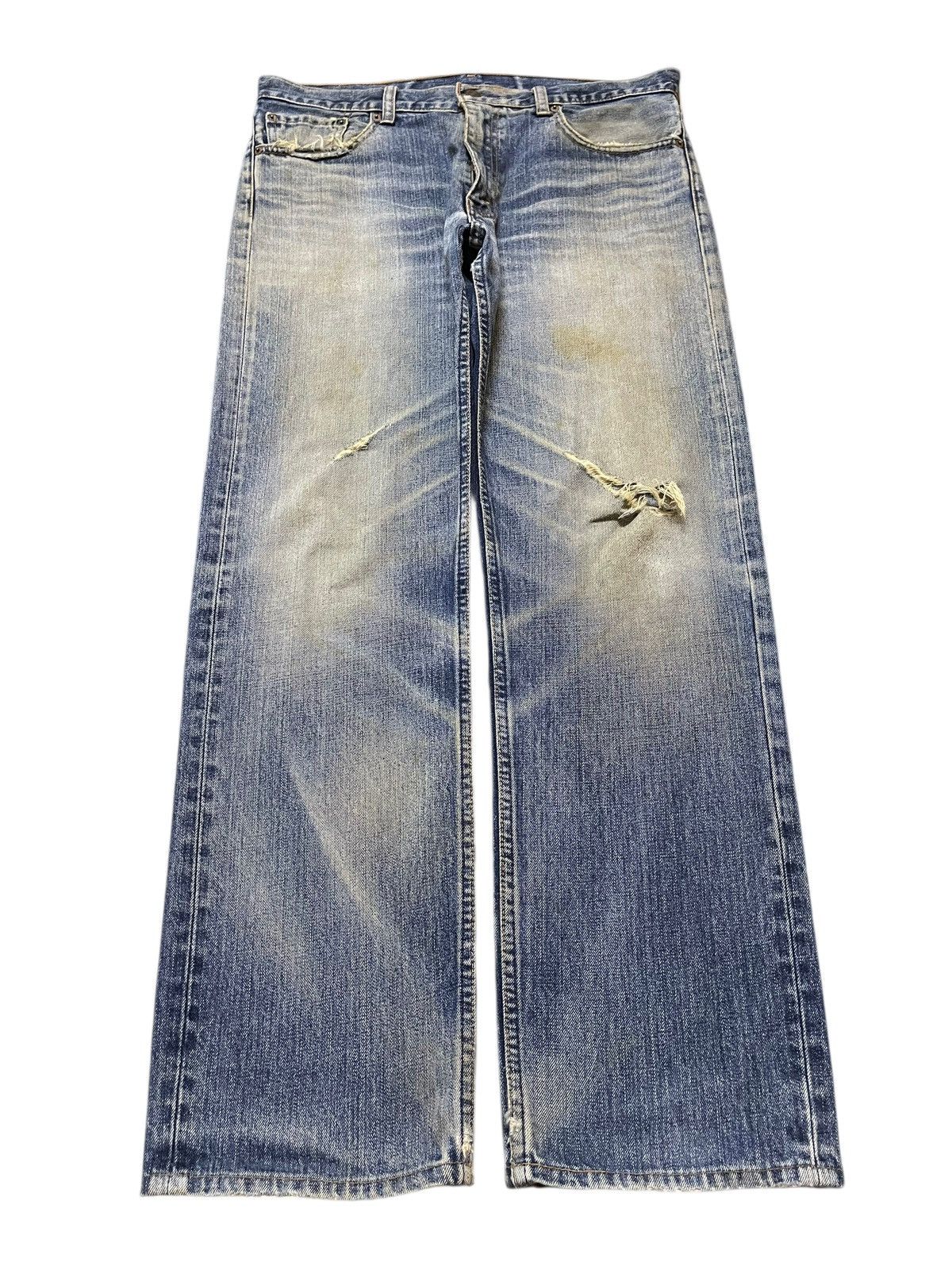 Levi's Vintage 90s Levis 505 Mud Faded Wash Ripped Loose Jeans Size US 34 / EU 50 - 1 Thumbnail
