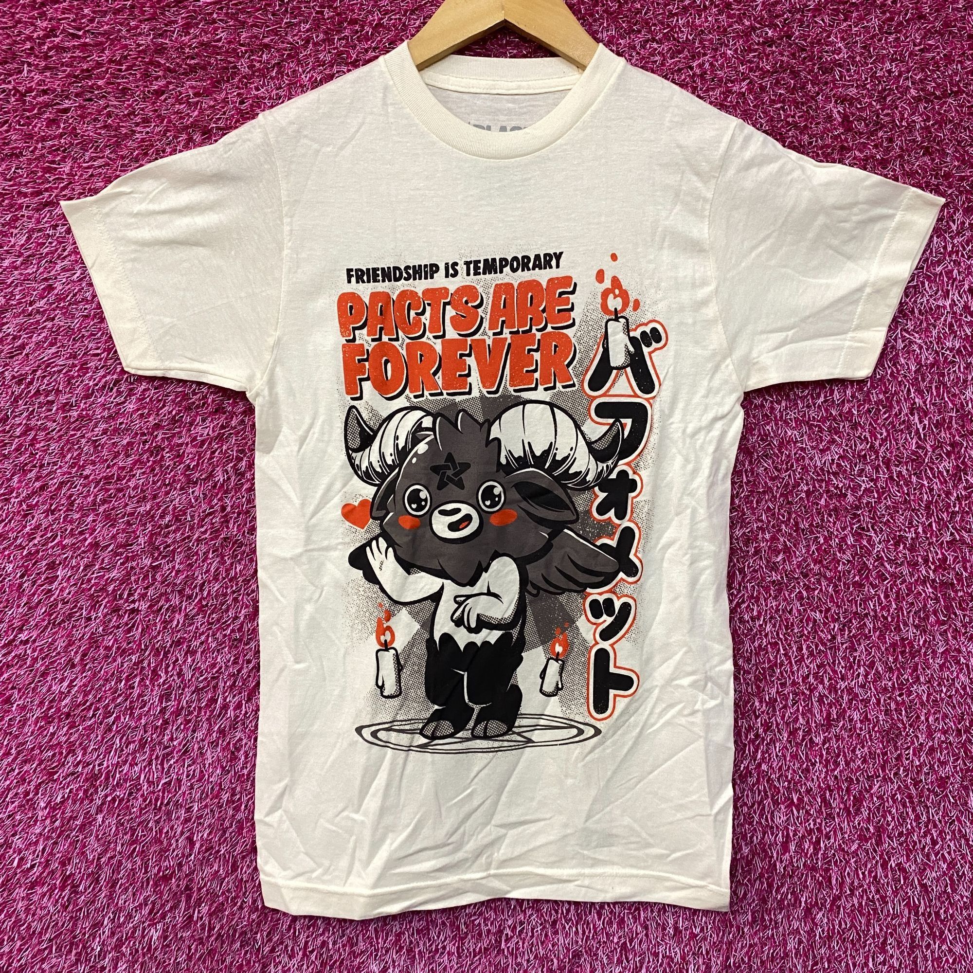 Threadless Black Matter Pacts Are Forever Baphomet Beige T-Shirt Extra Size US XS / EU 42 / 0 - 1 Thumbnail