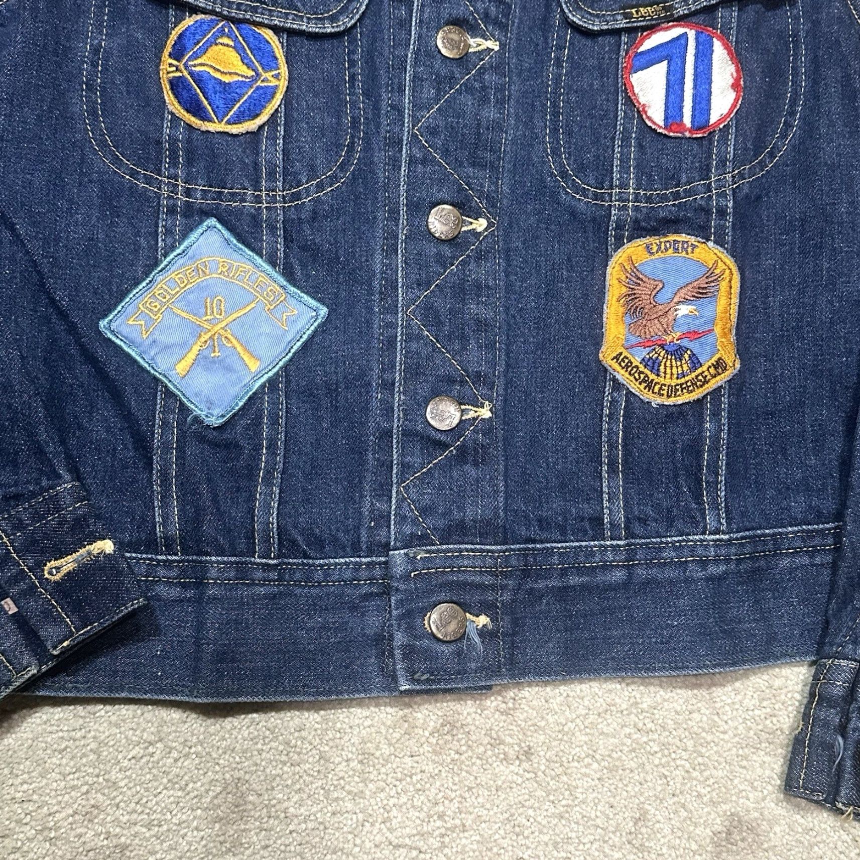 Lee VINTAGE Lee Denim 220J Jacket Men’s S WWII Vietnam Patches 70s Lee Storm Rider Biker USA Jacket Size US S / EU 44-46 / 1 - 4 Thumbnail