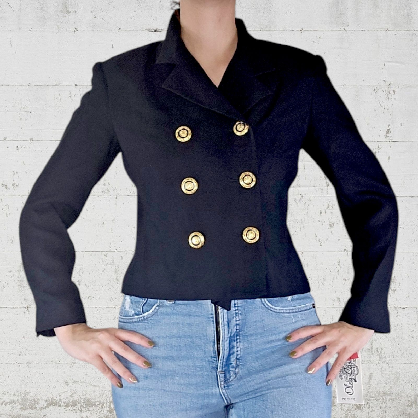 Oleg Cassini Vintage Black Double Breasted Blazer Size 8 Size M / US 6-8 / IT 42-44 - 12 Thumbnail