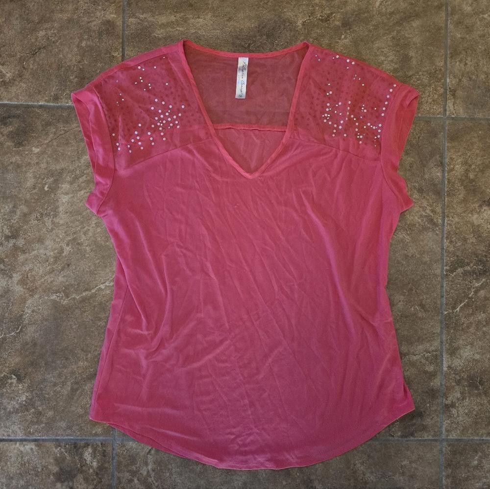 Designer Dark Pink Bling Detailed PSC Short Sleeve Size M / US 6-8 / IT 42-44 - 1 Thumbnail