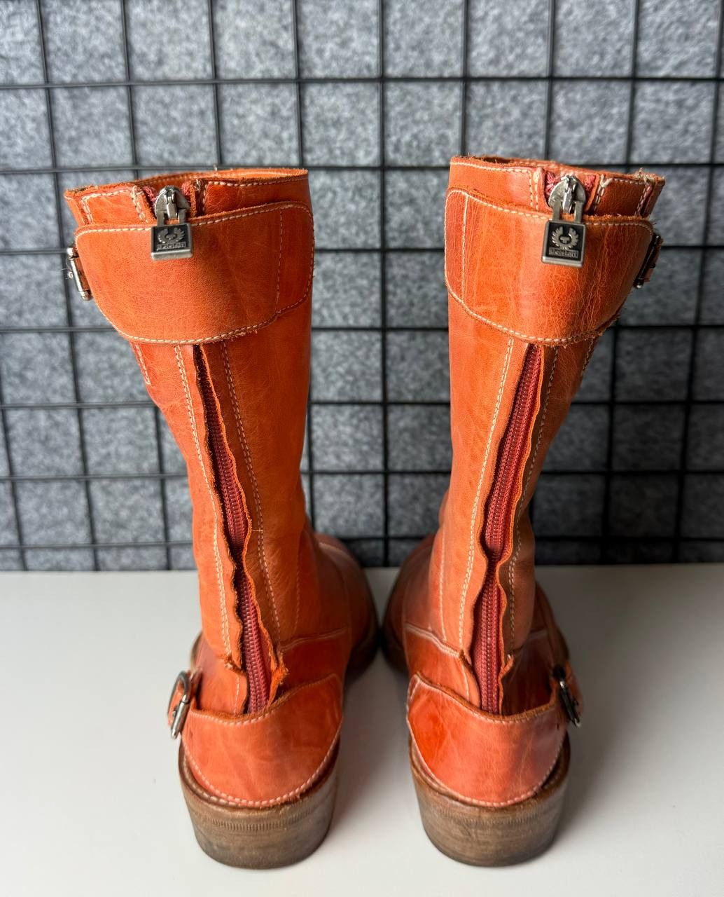 Belstaff Belstaff Roadmaster 1955 Orange Leather Rear Mid-Calf Boots Size US 7 / IT 37 - 8 Thumbnail