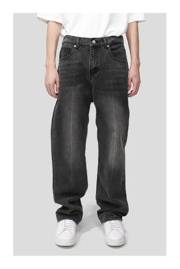 Japanese Brand Mina Loose elastic waist straight leg simple washed jeans Size US 32 / EU 48 - 4 Thumbnail