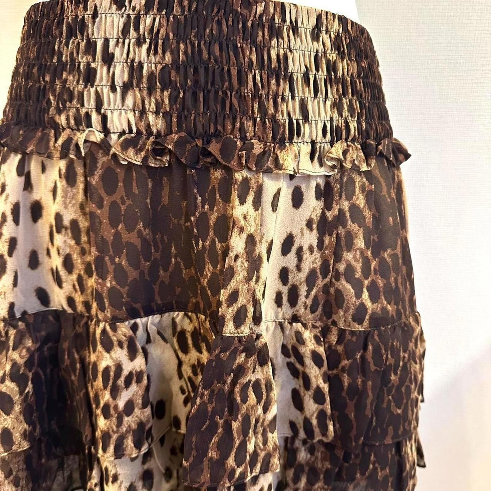 Other Whimsy goth style ruffle cheetah / leopard print mini skirt Size 26" / US 2 / IT 38 - 3 Thumbnail