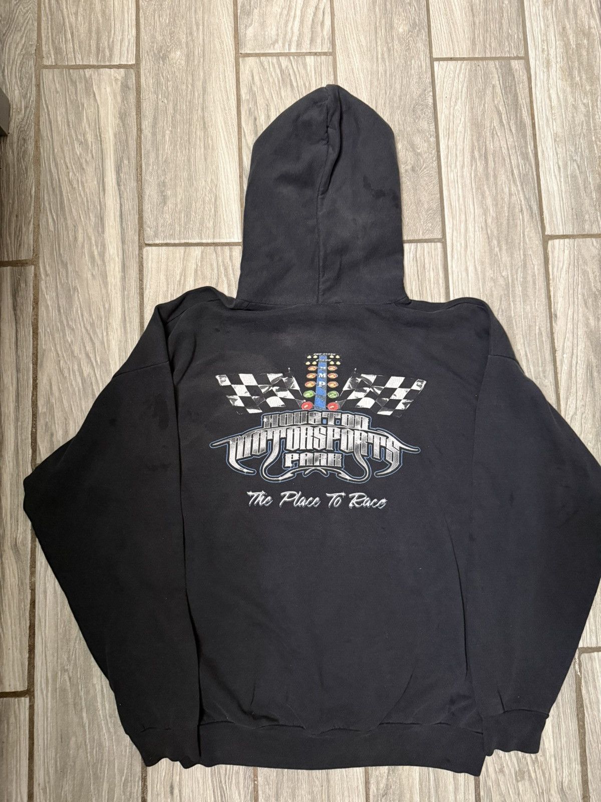 Hanes Men’s Casual Houston Motorsports Park Hoodie Black/Grey Size US XL / EU 56 / 4 - 3 Thumbnail
