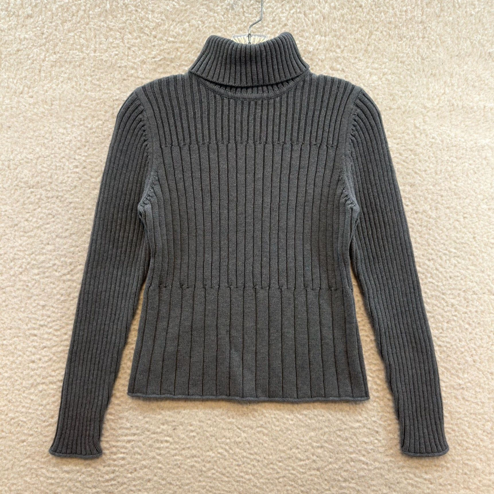 Vintage J Jill Turtleneck Sweater Small Grey Womens Rib Knit 100% Cotton Minimalist Shirt Womens S Gray Minimalist Rib Knit Cotton Turtleneck Sweater Jill) Size S / US 4 / IT 40 - 2 Thumbnail