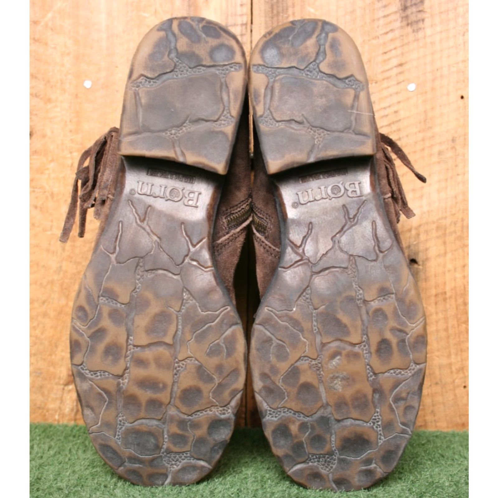 Born Børn Cross Brown Distressed Suede Fringe Slouchy Ankle Boots Sz. 8.5 M Women Heel Low Zip Bootie Shoe Size US 9 / IT 39 - 5 Thumbnail